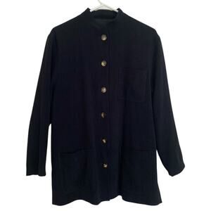 SAKS FIFTH AVE Minimalist Black Button-Up Shirt Classic Lightweight Chic M